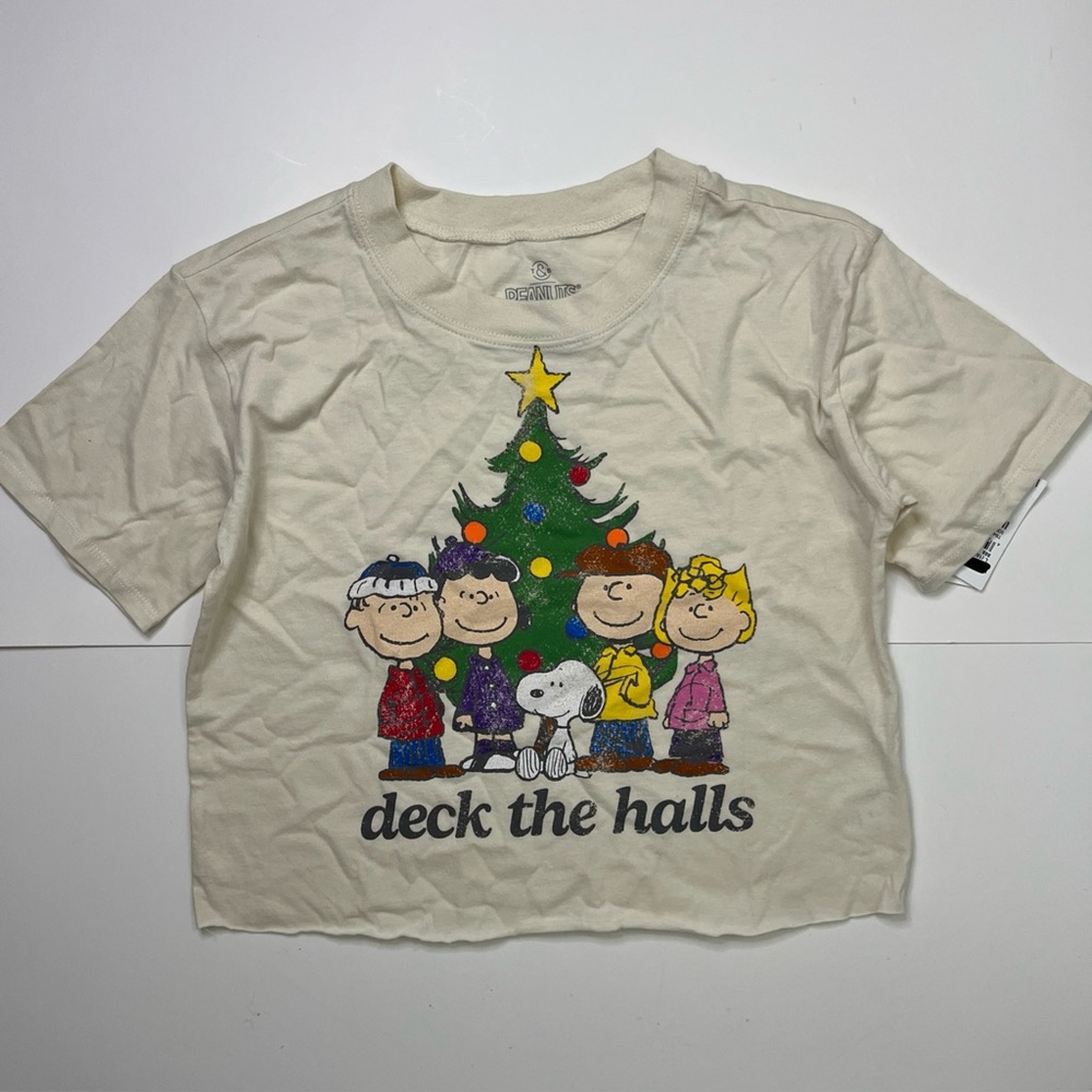 T&B Peanuts L(10/12) Youth Christmas Shirt Deck The Halls NWT